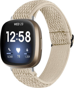 Nylon Bandje Geschikt Voor Fitbit Versa 4, Sense 2 - Beige