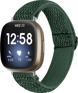 Nylon Bandje Geschikt Voor Fitbit Versa 4, Sense 2 - Donkergroen