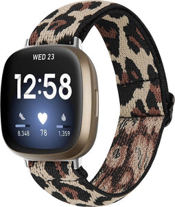 Nylon Bandje Geschikt Voor Fitbit Versa 4, Sense 2 - Luipaard Print