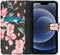 iMoshion Hoesje Geschikt voor iPhone 13 Pro Hoesje Met Pasjeshouder - iMoshion Design Softcase Bookcase - Zwart / Blossom Watercolor Black
