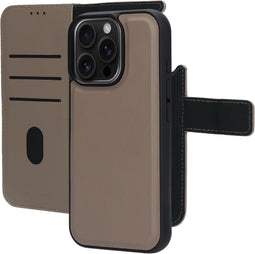 Mobiparts Leather 2 in 1 Wallet Case - Apple iPhone 16 Pro - Luxe leder met uitneembare backcover - Taupe