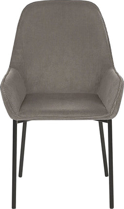 LOVERNA - Eetkamerstoel - Grijs - Corduroy