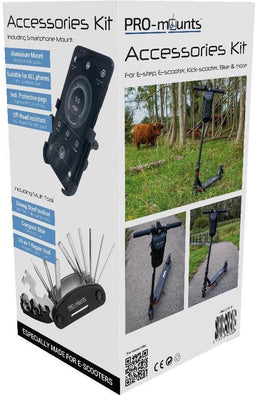 PRO-mounts E-step Accessoires Kit - Stuur tas - Telefoonbeugel - Multi Tool - Zwart