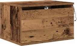 vidaXL - Nachtkastje - met - LED - Wandmontage - Oude - Hout - 50x36x30 - cm