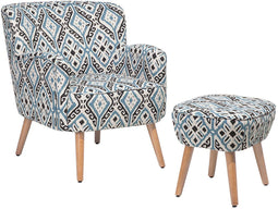 Fauteuil TUMBA met voetenbank Stof Multicolor