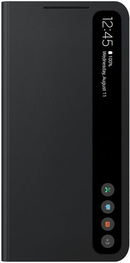 Samsung Galaxy S21 FE - Clear View Stand Cover - Krasbestendig en stofafstotend - Zwart