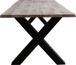 Old Inn - Eiken boomstamtafel 260x100 met X poten