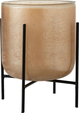 J-Line windlicht op voet Astor - glas/metaal - amber - large