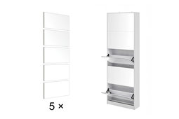 Feel Furniture - Schoenenkast met spiegel - 5 Laden - Wit (2 stuks)