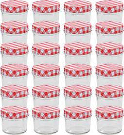 vidaXL - Jampotten - met - wit - met - rode - deksels - 24 - st - 110 - ml - glas