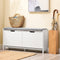 Sobuy FSR151-L-W - Schoenenkast met bank - 4 vakken - 105 x 24 x 52 cm - wit met grijs kussen
