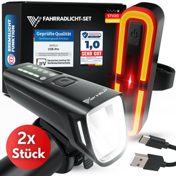 Smart-Ultimate Fietsverlichting Set - LED - 100 Lux - Remlicht - USB - Zwart