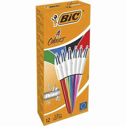 BIC 4 Colours Shine Balpennen - Verschillende Metallic Lichamen - Doos van 12 Stuks - Medium Punt 1 mm