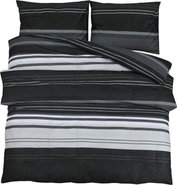 vidaXL - Dekbedovertrekset - 140x200 - cm - katoen - zwart - en - wit