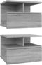 vidaXL - Nachtkastjes - 2 - st - zwevend - 40x31x27 - cm - bewerkt - hout - grijs - sonoma