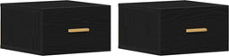 vidaXL - Wandkasten - 2 - stuks - Zwart - Eiken - 35x35x20 - cm