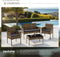 tectake® Wicker tuinset Palese - Zitgroep voor 4 personen - Loungebank met salontafel en 2 tuinstoelen - Waterafstotend - Grijs
