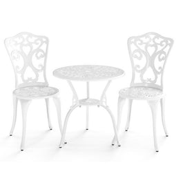Coast 3-DELIGE Tuinmeubelset - Bistroset - Weerbestendig Aluminiumgietwerk - Wit