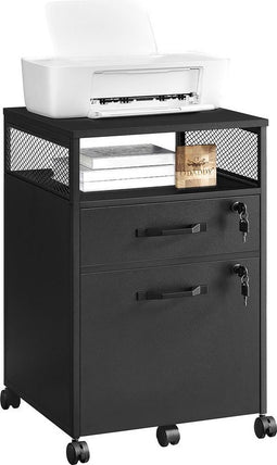 O'DADDY® Ladekast - Archiefkast - Compact en Veilig - Ladenkast - Nachtkast - 44x42x69 cm - Ladenkastje - Open Rek - Mobiel en Duurzaam - Ladekast Zwart - Ladekastje