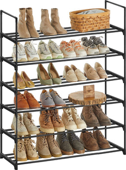 O'DADDY® Schoenenrek 6 Lagen - Schoenen opbergsysteem - Schoenen kast - Schoenenrekje - Schoenkast - Schoenenkast - Opbergrek voor 20 tot 24 Paar Schoenen - Zwart Metaal