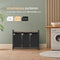 O'DADDY® Wasmand 3 Vakken - Wassorteerder - Uitschuifbaar - Eenvoudige Montage - 92.5 x 33 x 71 cm - 114L Capaciteit - 3 Zakken - Bruin Hout - Zwart Metaal - Wasmanden - Wasbox