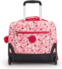 O Rugzaktrolley - Rugzak met Wielen - Schooltas voor Meisjes - Schoolrugzak met Wielen - Rugzak met Laptopvak 15 inch - Pink Leaves