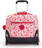O Rugzaktrolley - Rugzak met Wielen - Schooltas voor Meisjes - Schoolrugzak met Wielen - Rugzak met Laptopvak 15 inch - Pink Leaves