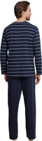 Schiesser Heren Pyjama - Lange broek - V-hals - Donkerblauw - Maat XL