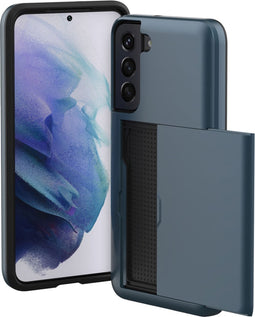 imoshion Hoesje Geschikt voor Samsung Galaxy S21 Hoesje - Ruimte voor 2 pasjes - imoshion Backcover met pasjeshouder - Donkerblauw