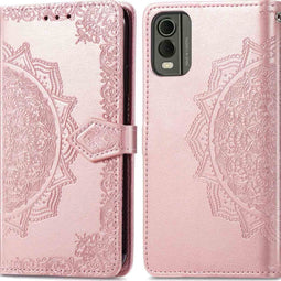 iMoshion Hoesje Geschikt voor Nokia C32 Hoesje Met Pasjeshouder - iMoshion Mandala Bookcase - Rosé Goud