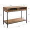 SoBuy Bijzettafel - 2 Opbergvakken - Stalen Frame - 100 x 40 x 80 cm - Hout/Metaal