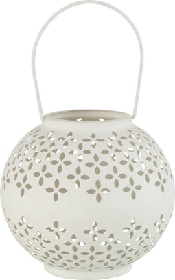 J-Line lantaarn Bol Geperforeerd - ijzer - wit