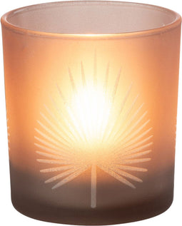 J-Line theelichthouder Palmblad - glas - beige - small - 6 stuks