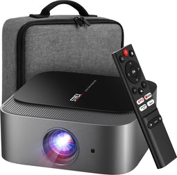 Strex Beamer - Smart 1080P Full HD Projector - 4K Ondersteuning - WiFi 6 & Bluetooth 5.2 - Ingebouwde HiFi Speakers - Draagbare Mini Beamer Thuisbioscoop - WhaleOS - Inclusief Opbergtas