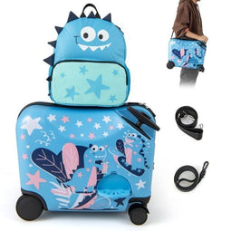 Coast Kinderkofferset Dinosaurus - 2-Delige Reisset - 18 Inch Zitkoffer en Rugzak - 47 x 23 x 38 cm
