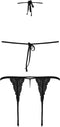 Magic Silk - Peek-a-Boo Beha, Jarretel en G-String Set - L/XL - Zwart
