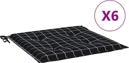 vidaXL - Tuinstoelkussens - 6 - st - ruitpatroon - 50x50x3 - cm - stof - zwart