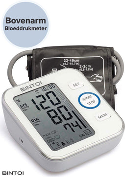 Bintoi® BX200 - Bloeddrukmeter Bovenarm - Incl. Batterijen en USB-Oplaadsnoer - 2 Gebruikers