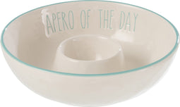 J-Line schaal Dip Apero - keramiek - wit/blauw