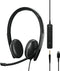 EPOS ADAPT 165 USB II - On-ear USB-headset met 3,5 mm-aansluiting - Zwart