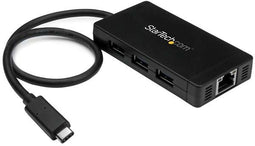 Startech.com HB30C3A1GE - 3 Poorts USB 3.0 Hub met Gigabit Ethernet USB-C - Zwart