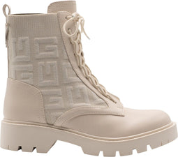 Guess Razieli - Biker boots - Vetersluiting met logo G print - Creme