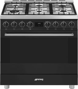 SMEG B91GMMBNLK2 - Gasfornuis - 90 cm - 6 branders - Mat zwart