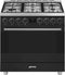 SMEG B91GMMBNLK2 - Gasfornuis - 90 cm - 6 branders - Mat zwart