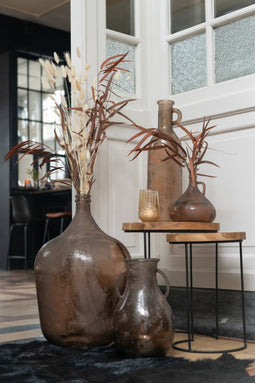 J-Line vaas Fles 2 Handvat - glas - oud roze - 32.5 cm hoog