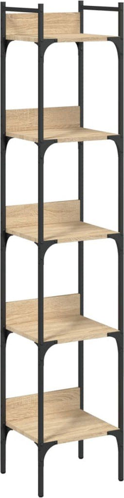 vidaXL - Boekenkast - 5-laags - 35x30x174 - cm - bewerkt - hout - sonoma - eikenkleur