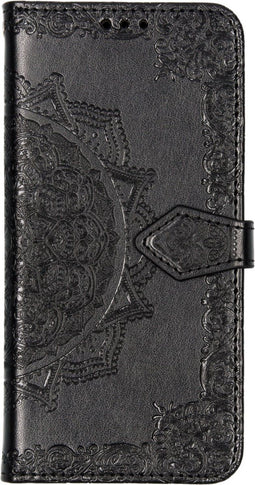 Hoesje Geschikt voor Huawei P30 Lite Hoesje Met Pasjeshouder - Mandala Bookcase - Zwart