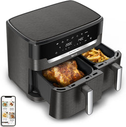 Tefal Easy Fry Dual XXL EY942H - Dubbele heteluchtfriteuse 11 L - 7 kookprogramma's Grijs