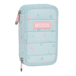 Dubbele etui Moos Garden Turkoois 12.5 x 19.5 x 4 cm (28 Onderdelen)