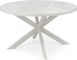 Stalux Ronde eettafel 'Daan' 120cm, kleur wit / wit marmer